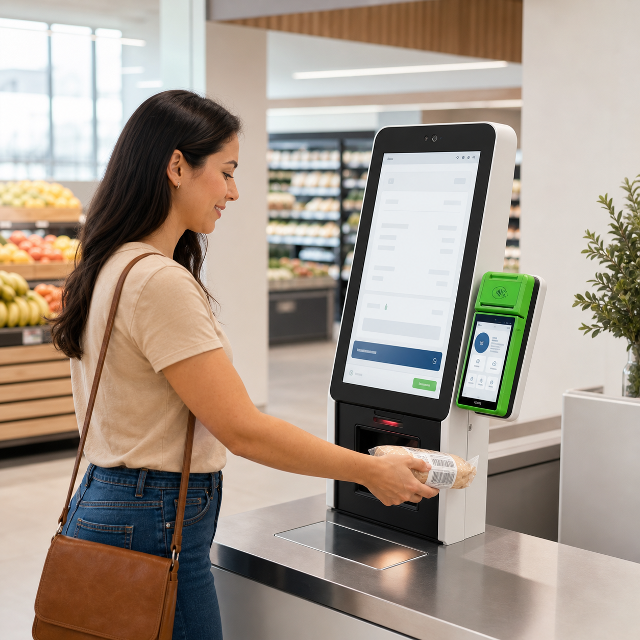 Totem de autoatendimento para compras no varejo